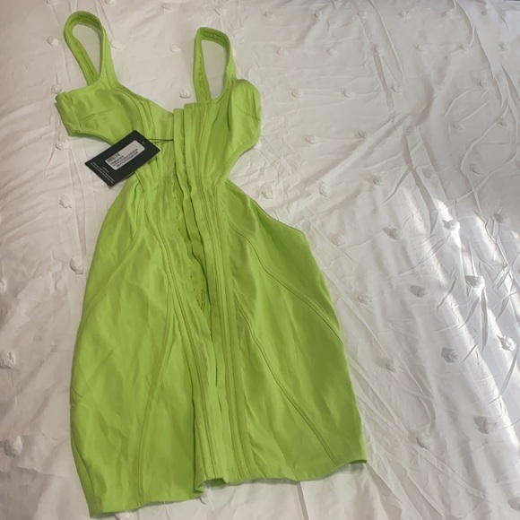 Lime Green Bodycon Dress - Picture 2 of 2